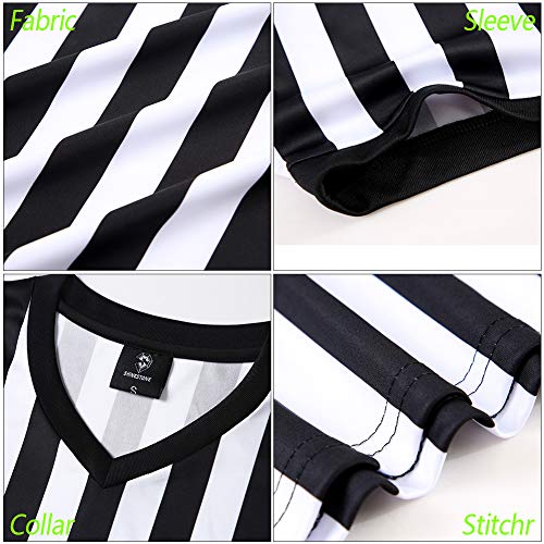 Shinestone Referee Shirts, Men's Basketball Football Soccer Sports Referee Umpire Shirt Referee Shirt Jersey Costume Short Sleeves, Perfect for Outdoor Sports (V-Neck, Medium)