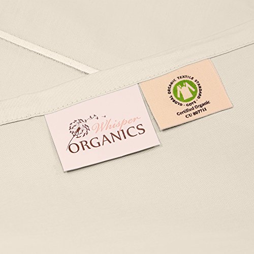 Whisper Organics 100% Organic Cotton Bed Sheet Set, 400 Thread Count - GOTS Certified (King, Natural)