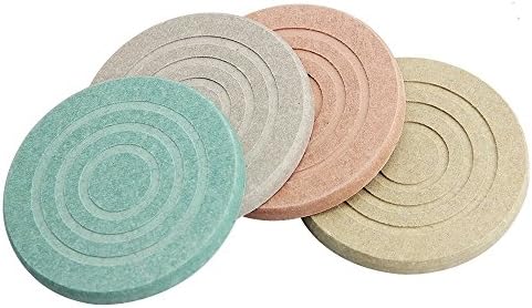 Homeweeks Diatomite Colorful Coasters Powerful Water Absorption To Protect Your Furniture Essential For House/Bar/Office (4 pack)(thread)