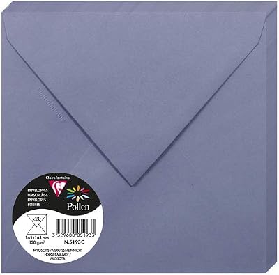 Clairefontaine 5193C Pack of 20 Gummed Envelopes 16.5x16.5 cm 120 g/m²