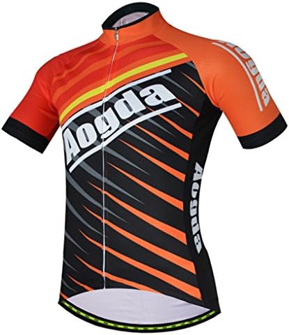 YIDUN Men's Bicycle Jersey Short Sleeve Reflective Orange Size L
