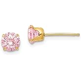 The Black Bow 5mm Pink Cubic Zirconia Stud Earrings in 14k Yellow Gold