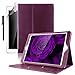 iPad 9.7 Leather Case, BoriYuan Vintage Genuine Leather Smart Cover Protective Slim Folio Flip Stand for Apple iPad 9.7 Inch with Card Slot Magnetic Sleep/Wake+Stylus+Screen Protector (Purple)