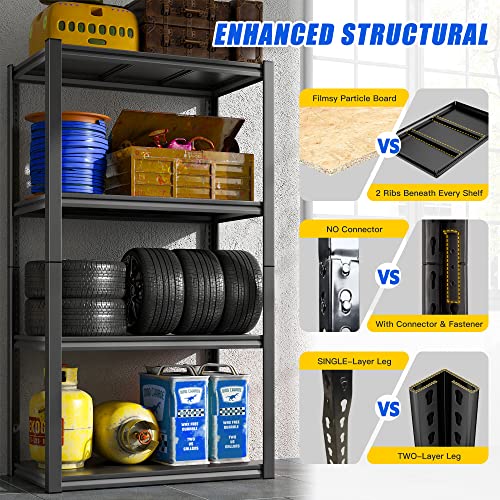 Raybee Garage Shelving Adjustable Garage Storage Shelves 4 Tier Metal