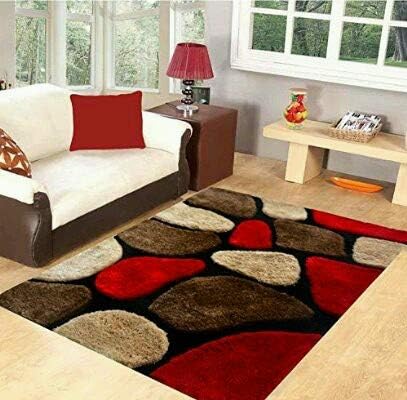 Dtex  Multicolor Modern 3D Shaggy Rugs Long Lasting Carpets for Living Room Hall/Drawing Room/Bed Room Carpet 4 x 6 Feet