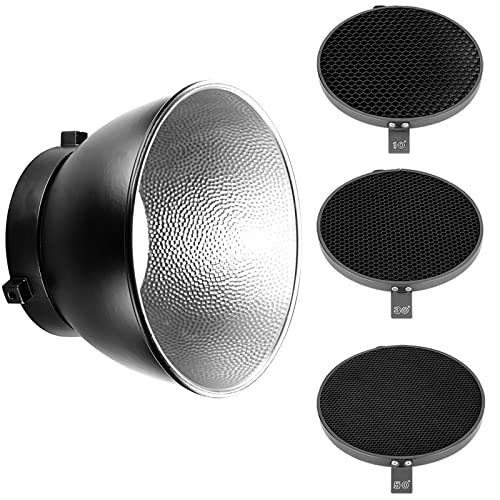 NEEWER 7Zoll/18cm Standard Reflektor Diffusor mit 10/30/50 Grad Wabengitter für Bowens Mount Studiolicht Stroboskopblitz