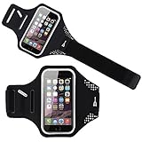 BBD Sports Armband with Earphone Slots Key Holder and Card Pocket for iPhone 6,6S(4.7-Inch),Galaxy S3/S4,iPhone SE,5/5C/5S,Sweatproof Ultrathin Lightweight Running Armband for Outside (Black)
