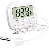 Digital Aquarium Water Thermometer,HD LCD Screen Fish Tank Thermometer | Range -58℉ to 572℉, ℉/℃ Switchable, Highly Accurate &plusmn;1℉/0.5℃, Magnet, Suction Cup, Idea for Reptile, Aquatic,Tub,Freezer