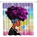Women Black shower curtain，ZBLX African Women with Purple Hair Afro Hairstyle- Waterproof Mildew Resistant Fabric Polyester 100% Shower Curtain.