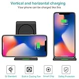 Wireless Charger Stand, Ptuna iPhone X Wireless Charging Stand Pad with Built-in Cooling Fan for iPhone X 8 8 plus Samsung Galaxy S8 S8Plus Note 8 S6 S7Edge LG G2 & Qi Enabled Devices