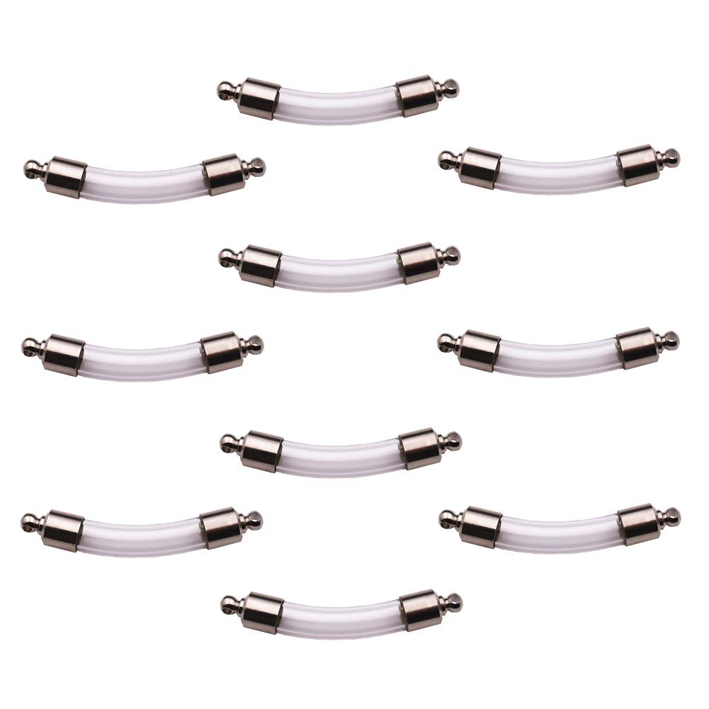 10 Pieces Name on Rice Glass Vial Pendant Screw Cap Bottle, Wish Bottle Clear Glass Bottle (Bend Tube)