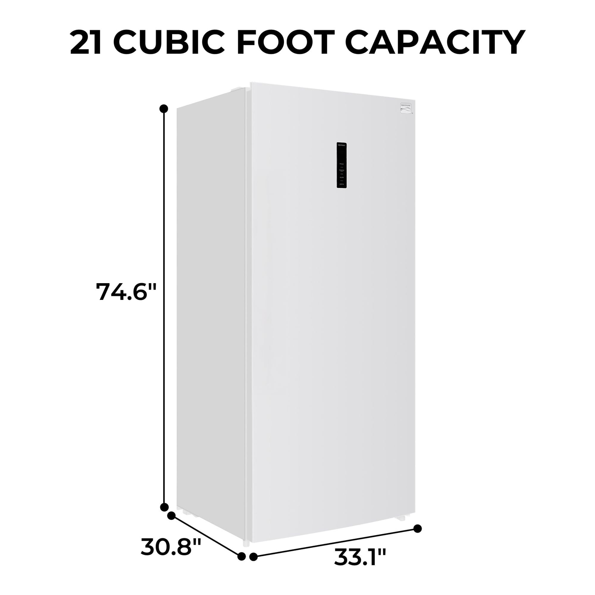 Kenmore 21 Cu. Ft. (600L) Convertible Upright Freezer/Refrigerator | Garage-Ready | Frost-Free | Digital Touch Controls | Quick Freeze | LED Interior Light | White | For Basement Garage Shed Cottage