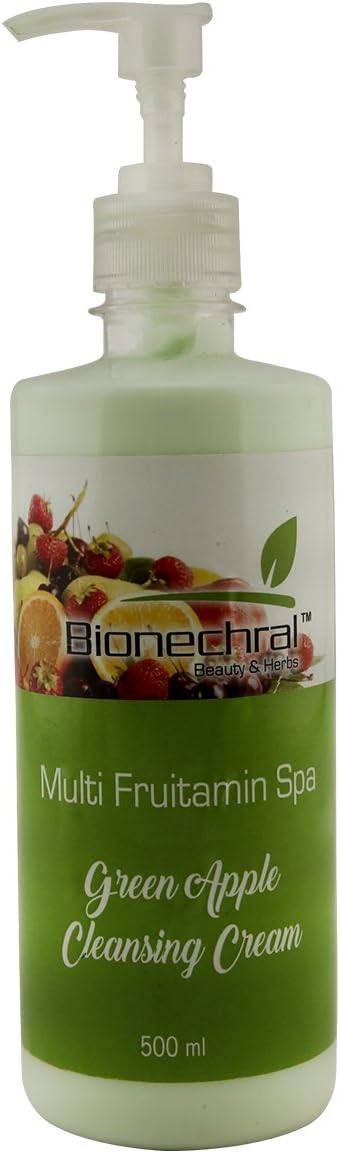 Bionechral Multi Fruitamin Anti pollution Spa Green Apple Cleansing Cream 500ml - No Mineral Oils, Parabens, Sulphates