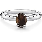 Gem Stone King 10K White Gold Brown Smoky Quartz Solitaire Engagement Ring For Women (0.75 Cttw, Oval 7X5MM, Gemstone Birthstone)