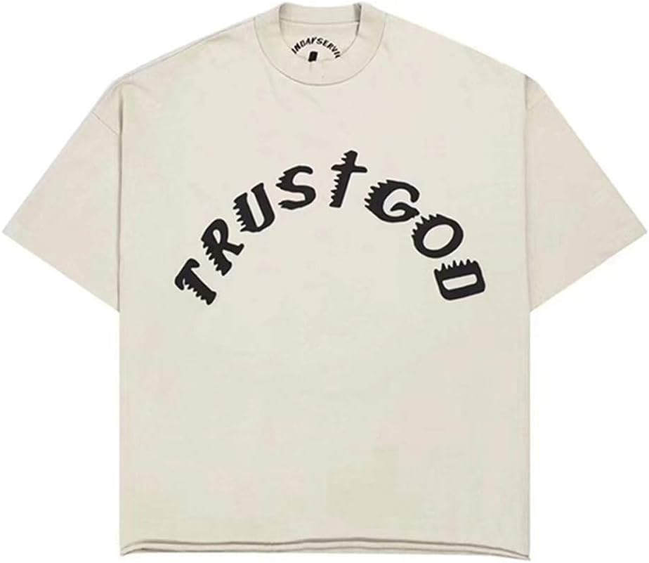 Men And Women Street Casual T-Shirt Music Festival Short Sleeve Graffiti T-Shirt Couple Casual Shirt White Cotton (L)
