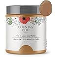 Country Chic All-in-One Chalk Paint for Furniture, Cabinets, Home Decor, Eco-Friendly, Matte Finish, Built-In Primer & Top Coat for Wood, Metal - Ancient Ember (Terracotta Brown) - Pint 16 oz (475 ml)