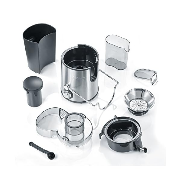 Severin Multi-Purpose Electric Juicer with 400 W of Power ES 3566, Brushed Stainless Steel-Black