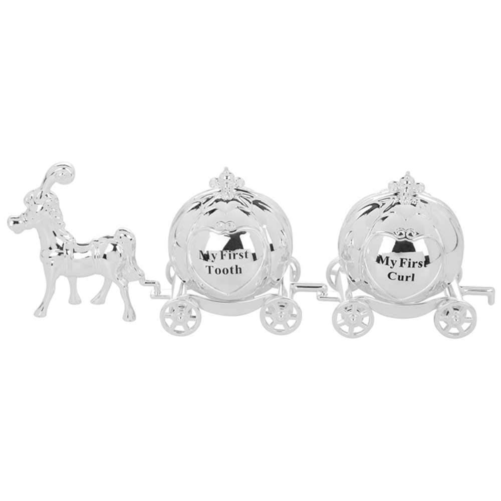 Joe Davies My First Tooth and Curl Cinderella Carriage Christening Gift, Silver
