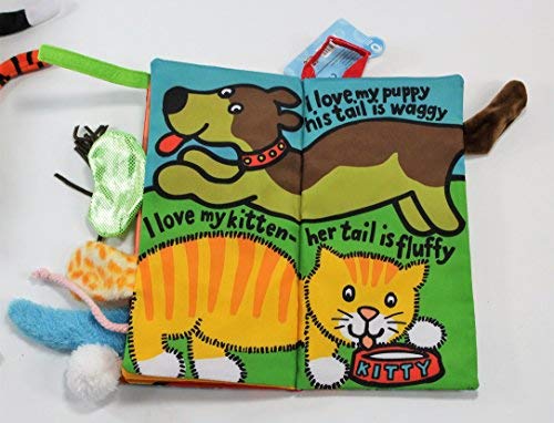 Jollybaby Soft Books for Babies - Animals Stereoscopic Tails Cloth Book Baby Early Learning Education Books Toys (Pet & Farm Tails) - Thumbnail 2