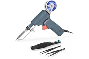 6 in 1 Soldering Gun Solder Iron Kit, 60W 110V Temp Adjustable Automatic Hand-held Solder Feeding Welding Gun with Soldering 