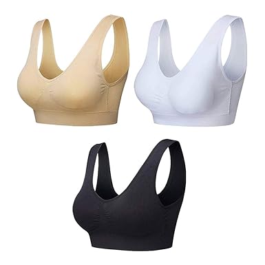 Sports Bras For Women Yoga Bras Everyday Comfortable Seamless Wireless Bra Plus Size With Removable Pads 3 Pcs