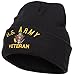 e4Hats.com US Army Veteran Military Embroidered 12 Inch Long Knitted Beanie - Black OSFM