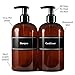 Bottiful Home-16 oz Refillable Empty Durable Translucent Amber PET Plastic Shampoo & Conditioner Bottle Set-B&W Pre-Applied Fully Waterproof Labels-100% Rust-FREE, Clog-FREE, Drip-FREE