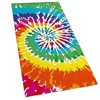 Softerry Tie Dye Beach Towel 30 x 60 inches 100% Cotton Velour Rainbow Hippie Colors Printed