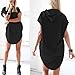 Doreen Women's Loose Hoodie T Shirt Tops Short Sleeve Mini Dress Casual Blouse