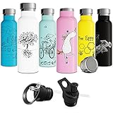 Involve &amp; Evolve Insulated Water Bottle + BPA Free Sports Lid. Double Walled Vacuum Insulated Stainless Steel Eco Friendly Sweat Proof 20 oz Black Thermos Bottle by