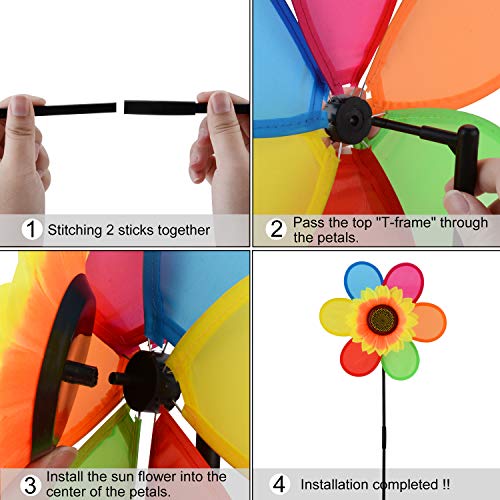 B bangcool Wind Spinners Sunflower Lawn Pinwheels Wind Spinner Windmills Wedding Party Pinwheel for Patio Lawn & Garden (6 Pcs)