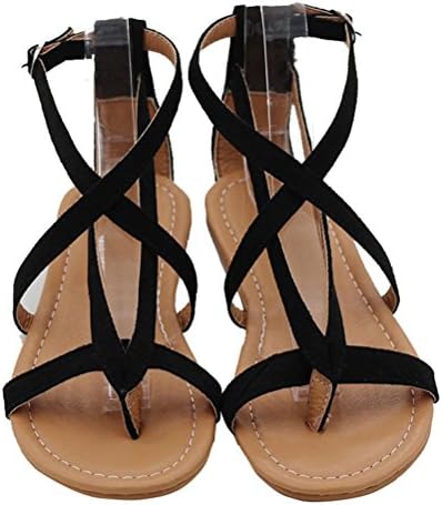 HOT Sale Womens Sandals,Summer Sandals Womens Ladies Flat Wedge Espadrille Rome Tie up Platform Sandals (Black, 5.5)