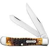 Case XX WR Pocket Knife Trapper Burnt Amber Bone CS Item #51390 (6254 CS) Length Close: 4 1/8 inches