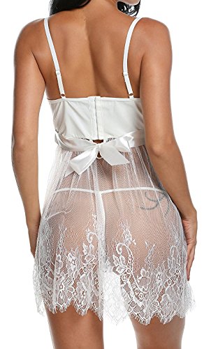 Blidece-Womens-Sexy-Bow-Lingerie-Lace-Babydoll-Transparent-Sleepwear-Splicing-Chemises-Plus-Size