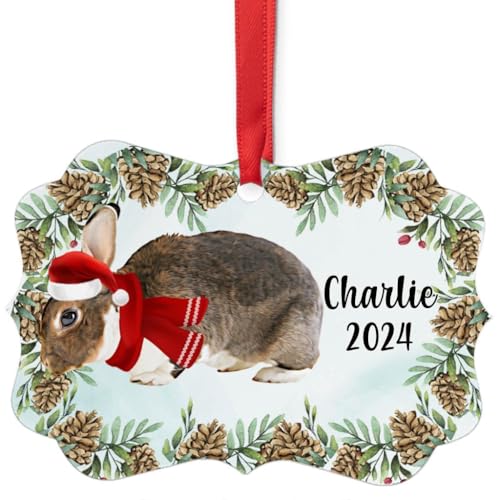 Brown Mini Rex Rabbit Christmas Ornament 2024