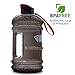 2.2L 75oz Half Gallon Water Jug Big Gym Sports Bottle Men Large Plastic Reusable Container with Handle Strap Measurements Marked Ecofriendly Leakproof Wide Mouth Drinking Fitness Outdoor