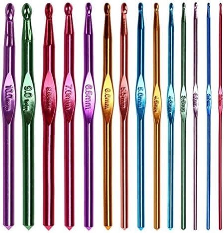 KiraShan - Crochet Hooks Aluminum Multi Color 14pc Craft Lovers Set 2mm -10mm
