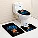 Afro Black Woman with Blue Hair Skidproof Toilet Seat Bathroom Floor Mat Pedestal Rug + Lid Toilet Cover + Bath Mat 3 Piece