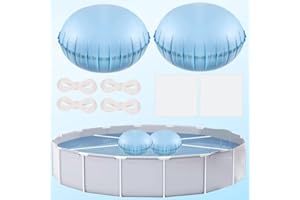 WAYBAS 2pcs Pool Pillows for Above Ground Pools, 4ft Dia Heavy Duty Swimming Pool Air Pillow 0.4mm Thick Pool Closing Winter Kit Pool Cover Float Balloon with String Repair Tape for Winterizing Ice Equalizer