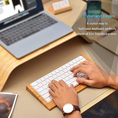 SAMDI Wood Keyboard Tray, The Second Generation Drawer for iMac Bluetooth Bracket Dock Keyboard Mount Platform Rack for Small Slot for Storage Magic Keyboard - (Bamboo)