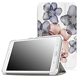 MoKo Samsung Galaxy Tab A 7.0 Case - Ultra Lightweight Slim-Shell Stand Cover Case for Samsung Galaxy Tab A 7.0 Inch Tablet 2016 Release(SM-T280 / SM-T285 Version ONLY), Floral Indigo