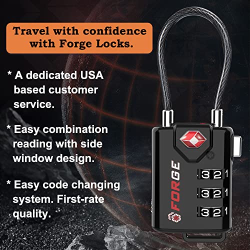 TSA Approved Cable Luggage Locks, Resettable Combination with Alloy