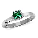 Silvershake 5MM Cushion Shape Nano Emerald 925
