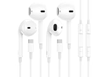 2 Pack-USB C Headphones for iPhone 15 Pro Earbuds Type C Wired Earphones with Mic & Remote Control Noise Cancelling for iPhon
