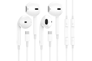 SKLNXAZ 2 Pack-USB C Headphones for iPhone 15 Pro Earbuds Type C Wired Earphones with Mic & Remote Control Noise Cancelling for iPhone 15 Pro/PM, iPad Pro, Galaxy S23/S22/S21/Ultra Note 10/20, Pixel 7/6/6