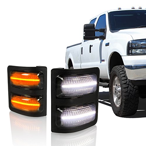 Optix Smoked LED Switchback Side Mirror Lights with Turn Signal Compatible with 2008-2016 Ford F-250