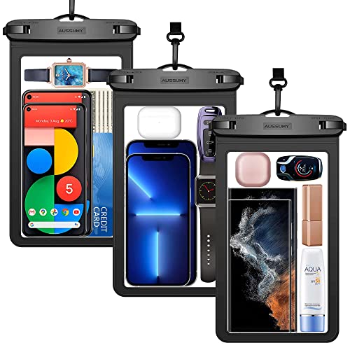 Large Waterproof Phone Pouch 3 Pack Underwater Clear Cell Smartphone Cover Protector
