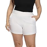 HDE Women's Plus Size Chino Shorts High Waisted 4" Inseam Summer Casual Shorts