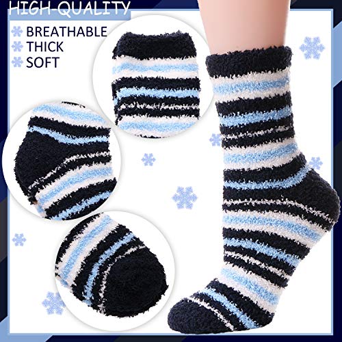 Mens Boys Fuzzy Slipper Socks 6 Pairs Fluffy Cabin Soft Fleece Warm