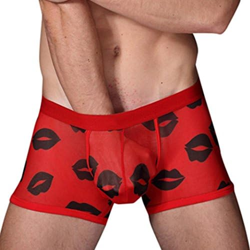 Yukong Men's Boxers, Men Transparent Lip Print Shorts Pouch Trunk Briefs Mens Underwear Sports Underpants Knickers